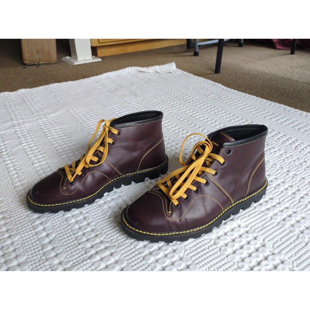 Coach Cordovan Boxing Ankle Leather Boots Size 11 D Oxblood Lace Up Men's